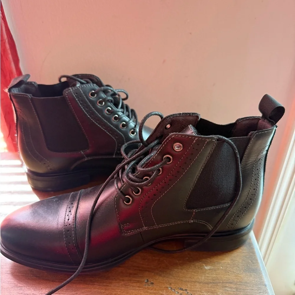 ArcBrothers Leather Chelsea Lace Up Boots